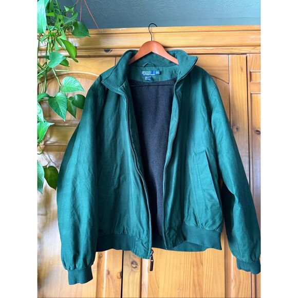 “Vintage Polo Ralph Lauren Harrington Jacket Green 90s Zip Up Bomber SZ XL - Picture 1 of 14